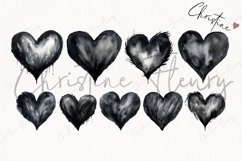 Watercolor Black Hearts Clipart | Valentine PNG Product Image 4