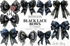Coquette Black Lace Bows Clipart | Halloween PNG Product Image 1