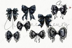 Coquette Black Lace Bows Clipart | Halloween PNG Product Image 4
