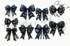 Coquette Black Lace Bows Clipart | Halloween PNG Product Image 5