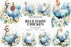 Blue Daisy Chicken Clipart | Spring PNG Product Image 1