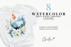 Blue Daisy Chicken Clipart | Spring PNG Product Image 2