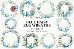 Blue Daisy Egg Wreath Clipart | Easter PNG Product Image 1