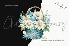 Blue Daisy Flower Baskets Clipart | Spring PNG Product Image 3
