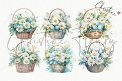 Blue Daisy Flower Baskets Clipart | Spring PNG Product Image 4