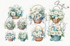 Blue Daisy Flower Baskets Clipart | Spring PNG Product Image 5