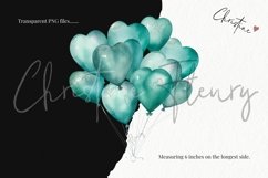 Watercolor Blue Heart Balloons Clipart | Valentine PNG Product Image 3