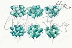 Watercolor Blue Heart Balloons Clipart | Valentine PNG Product Image 4