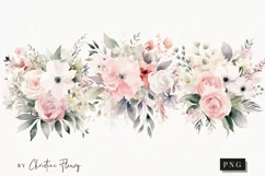 Watercolor Pink Bouquets Clipart | Watercolor Flower PNG Product Image 1