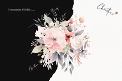 Watercolor Pink Bouquets Clipart | Watercolor Flower PNG Product Image 2