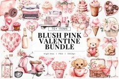 Huge Blush Pink Valentine Clipart Bundle | Valentine PNG Product Image 1