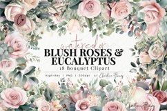 Watercolor Blush Rose &amp; Eucalyptus Bouquet Clipart Product Image 1