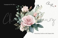 Watercolor Blush Rose &amp; Eucalyptus Bouquet Clipart Product Image 3