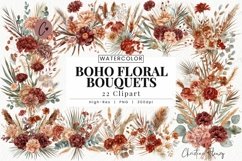 Watercolor Boho Floral Bouquets Product Image 1