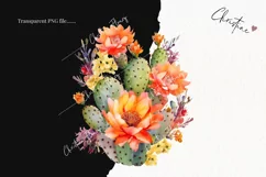 Watercolor Cactus Flowers Clipart | Watercolor Desert PNG Product Image 2