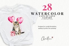 Watercolor Valentine Cats Of Love Clipart | Valentine PNG Product Image 2