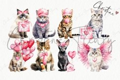 Watercolor Valentine Cats Of Love Clipart | Valentine PNG Product Image 4