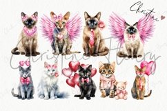 Watercolor Valentine Cats Of Love Clipart | Valentine PNG Product Image 5