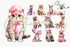 Watercolor Valentine Cats Of Love Clipart | Valentine PNG Product Image 6