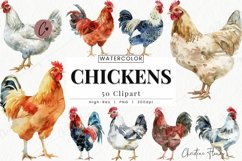 Watercolor Chicken Clipart | Farmhouse PNG Product Image 1