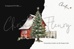 Watercolor Christmas Barn Clipart Product Image 3