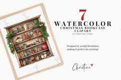 Watercolor Christmas Bookcase Clipart Product Image 2