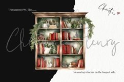 Watercolor Christmas Bookcase Clipart Product Image 3