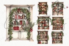 Watercolor Christmas Bookcase Clipart Product Image 4