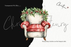 Watercolor Christmas Chair Clipart Product Image 3