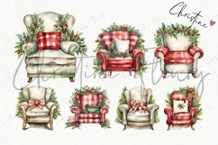 Watercolor Christmas Chair Clipart Product Image 5