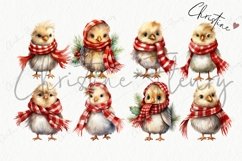 Watercolor Christmas Chick Clipart Product Image 4