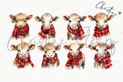 Watercolor Christmas Cow Clipart Product Image 5