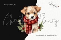 Watercolor Christmas Dog Clipart Product Image 3