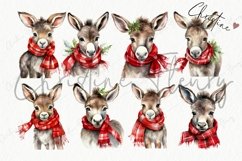 Watercolor Christmas Donkey Clipart Product Image 4