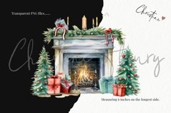 Watercolor Christmas Fireplace Clipart Product Image 3