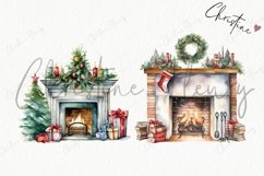 Watercolor Christmas Fireplace Clipart Product Image 4