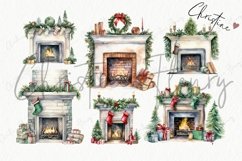Watercolor Christmas Fireplace Clipart Product Image 5
