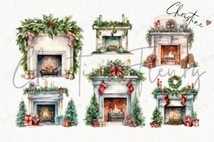 Watercolor Christmas Fireplace Clipart Product Image 6