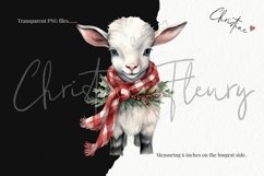 Watercolor Christmas Goat Clipart Product Image 3