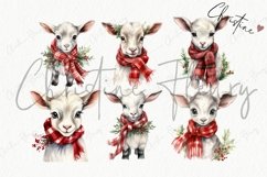 Watercolor Christmas Goat Clipart Product Image 4