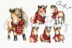 Watercolor Christmas Horse Clipart Product Image 4