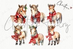 Watercolor Christmas Horse Clipart Product Image 6