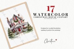 Watercolor Christmas Houses Clipart Product Image 2