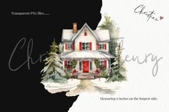 Watercolor Christmas Houses Clipart Product Image 3