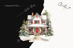 Watercolor Christmas House Clipart | Christmas Clipart Product Image 2