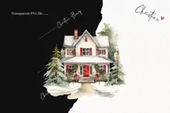 Watercolor Christmas House Clipart | Christmas Clipart Product Image 2