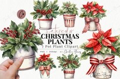 Watercolor Christmas Plant Clipart Product Image 1