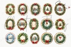 Watercolor Christmas Round Stamps Clipart Product Image 4