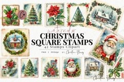 Watercolor Christmas Square Stamps Clipart Product Image 1