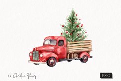 Watercolor Christmas Vintage Truck | Christmas Clipart Product Image 1